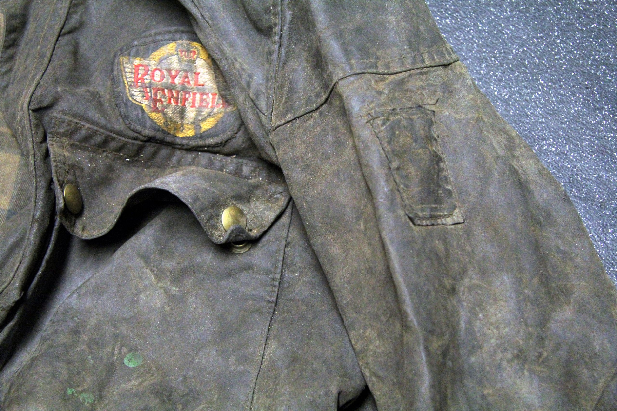 Before wax jacket cleaning and re-waxing